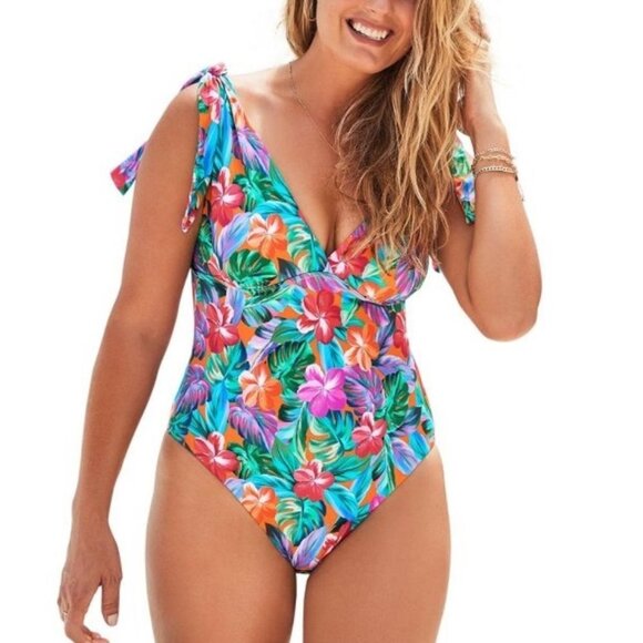 Tie shoulder one piece swimsuit - Picture 1 of 4